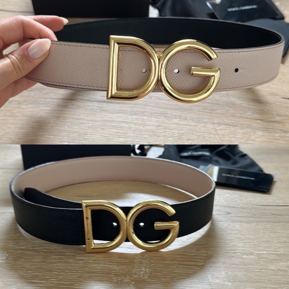 Dolce & Gabbaba Reversible Black and Light Pink Belt